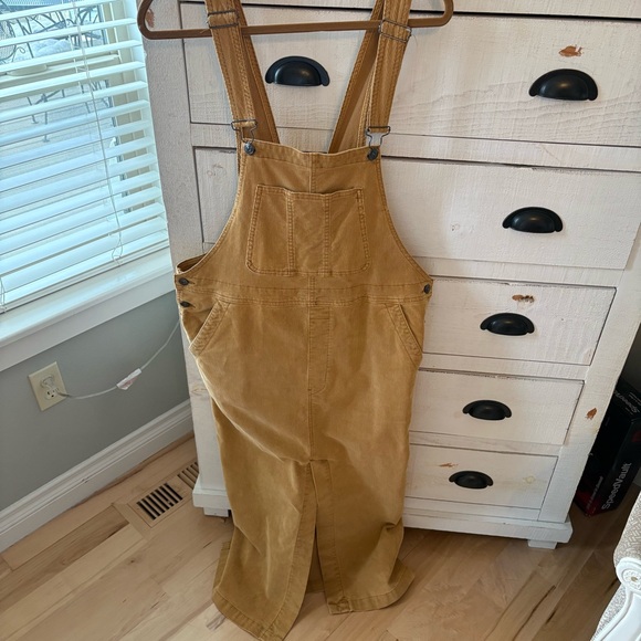 Free People like-new tan/yellow Corduroy skirtall Dress - Picture 6 of 15